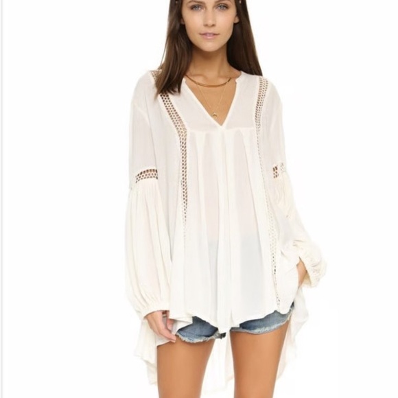 Free People Tops - Free People Just the Two of Us Tunic White Boho Shirt